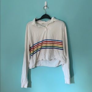 Brandy John galt rainbow striped cropped polo